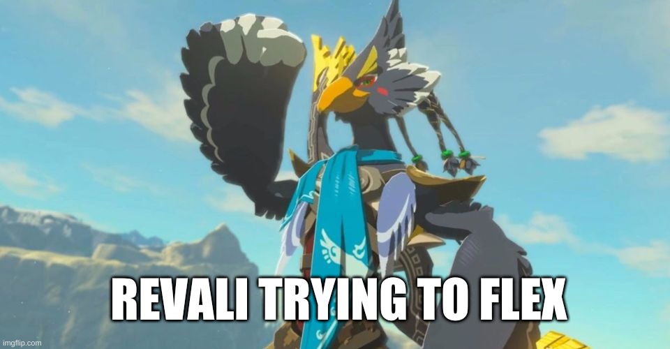 Revali trying to flex | REVALI TRYING TO FLEX | image tagged in revali,botw,the legend of zelda breath of the wild,flex | made w/ Imgflip meme maker