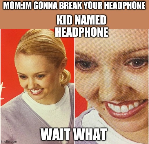 EPICCCCCCCCC | MOM:IM GONNA BREAK YOUR HEADPHONE; KID NAMED HEADPHONE; WAIT WHAT | image tagged in wait what | made w/ Imgflip meme maker