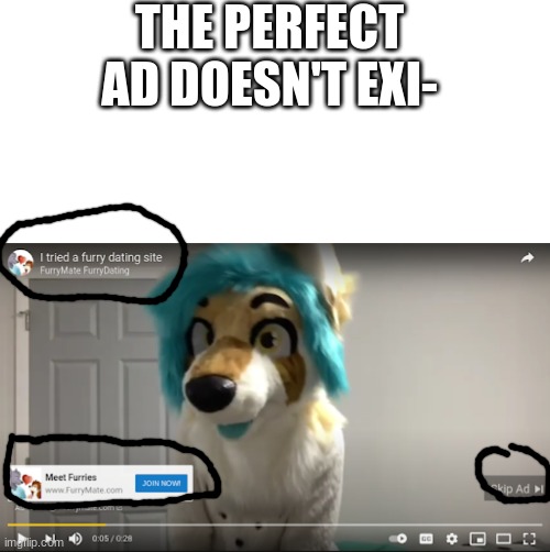 I put the link in chat to prove this is real | THE PERFECT AD DOESN'T EXI- | image tagged in memes,blank transparent square,furry | made w/ Imgflip meme maker