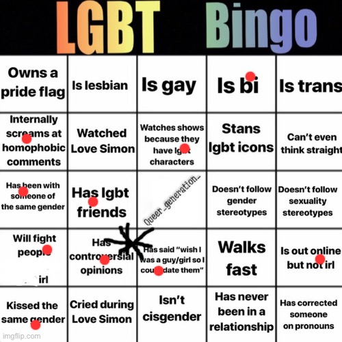 *controversial for where i live, which i deep red texas lmao. i’m very liberal which people don’t tend to like, but i don’t look | image tagged in lgbtq bingo | made w/ Imgflip meme maker