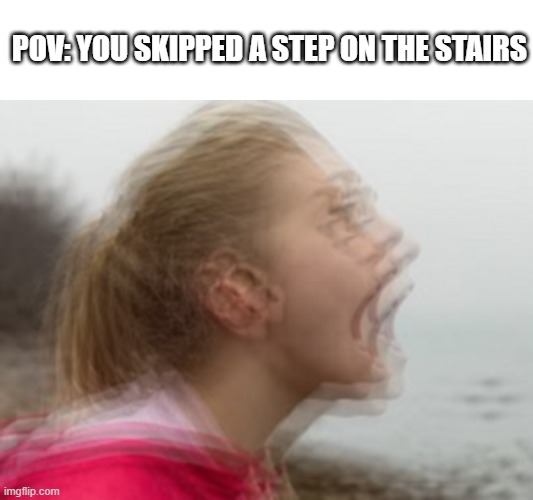Lol | POV: YOU SKIPPED A STEP ON THE STAIRS | image tagged in shaking,reee | made w/ Imgflip meme maker