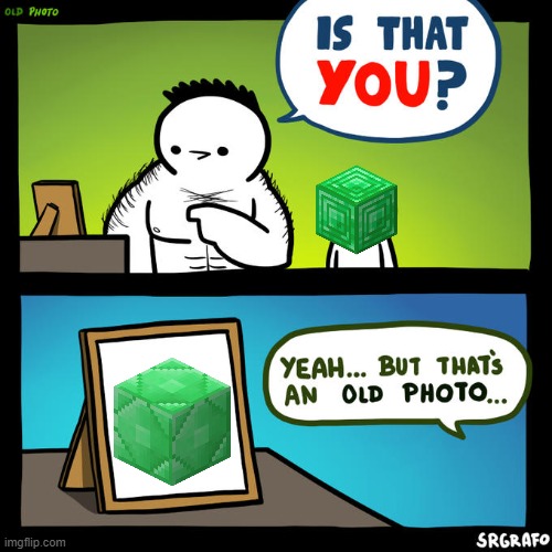 Emerald Block | image tagged in is that you yeah but that's an old photo | made w/ Imgflip meme maker
