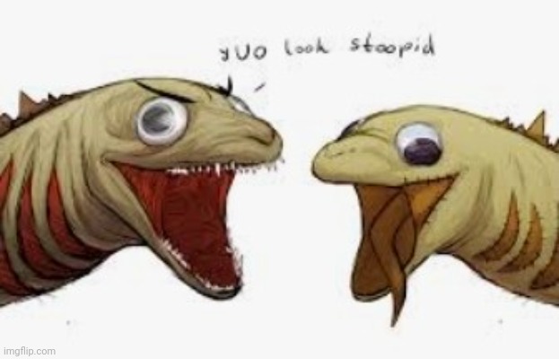 You look stupid | image tagged in evil kamata good kamata | made w/ Imgflip meme maker