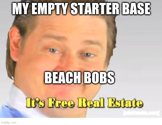 It's Free Real Estate | MY EMPTY STARTER BASE; BEACH BOBS | image tagged in it's free real estate | made w/ Imgflip meme maker