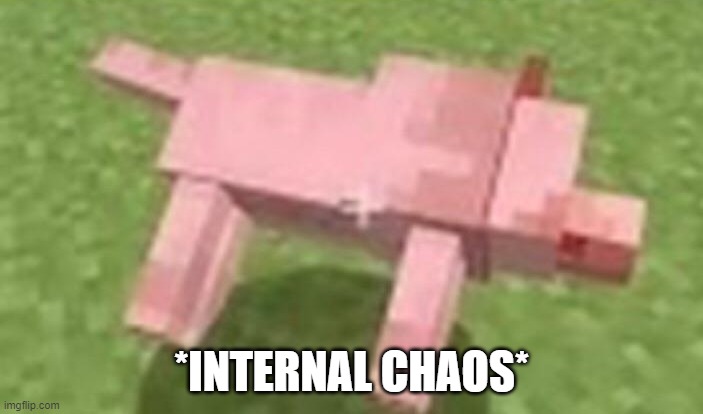 minecraft dog dying | *INTERNAL CHAOS* | image tagged in minecraft dog dying | made w/ Imgflip meme maker