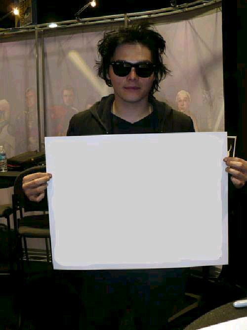 Gerard Way holding sign Blank Meme Template