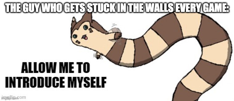Furret allow me to introduce myself | THE GUY WHO GETS STUCK IN THE WALLS EVERY GAME: | image tagged in furret allow me to introduce myself | made w/ Imgflip meme maker