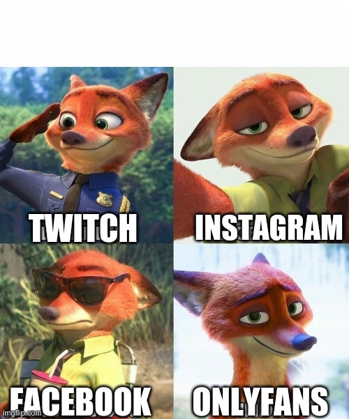 CutesyPancake14 and yes it do be like that | INSTAGRAM; TWITCH; FACEBOOK; ONLYFANS | image tagged in nick wilde social media | made w/ Imgflip meme maker