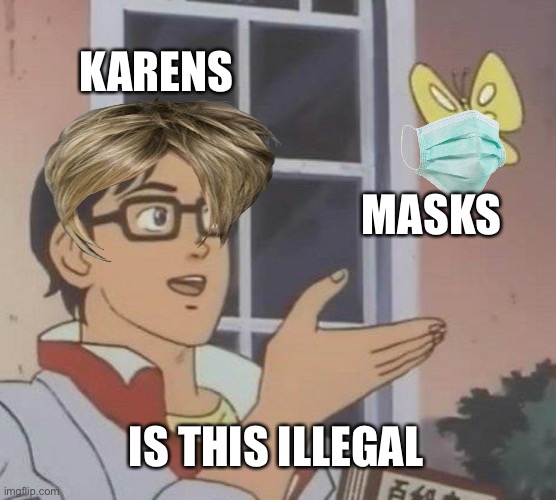 Yep | KARENS; MASKS; IS THIS ILLEGAL | image tagged in memes,is this a pigeon | made w/ Imgflip meme maker