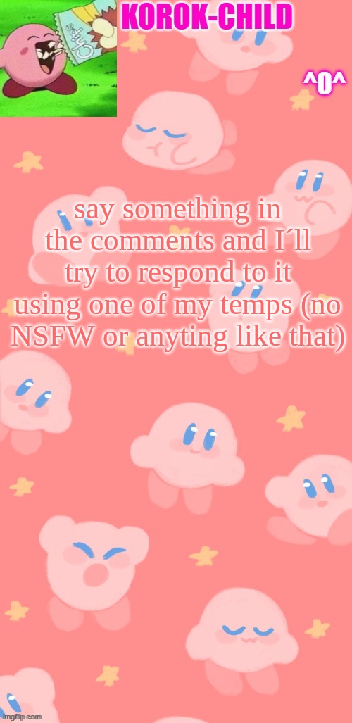 Korok temp Poyo | say something in the comments and I´ll try to respond to it using one of my temps (no NSFW or anyting like that) | image tagged in korok temp poyo | made w/ Imgflip meme maker