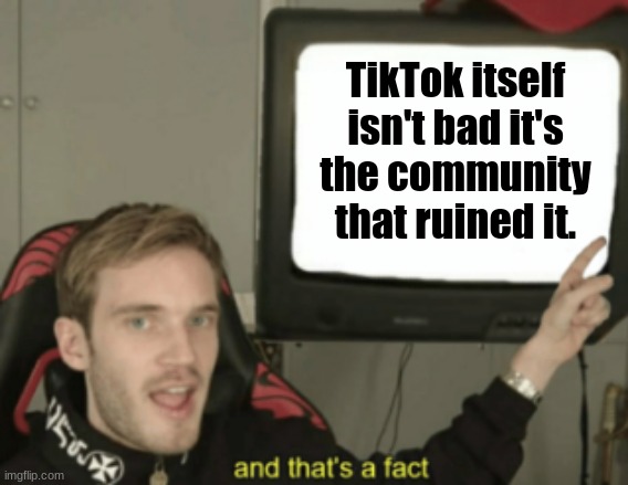 TikTok | TikTok itself isn't bad it's the community that ruined it. | image tagged in and that's a fact | made w/ Imgflip meme maker