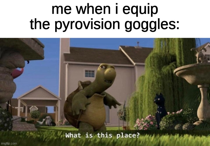 woah.... | me when i equip the pyrovision goggles: | image tagged in what is this place | made w/ Imgflip meme maker