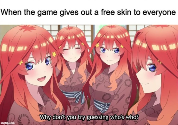 A new template for the "new skin released" meme | image tagged in free skin,question,animeme | made w/ Imgflip meme maker