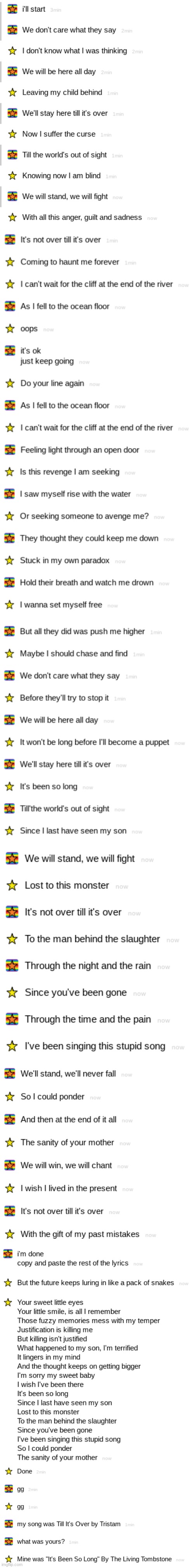 Lyric Battle with g0rg0nz0la (he's using the yellow star icon) | made w/ Imgflip meme maker