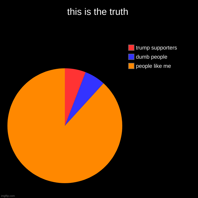 this is the truth | people like me, dumb people, trump supporters | image tagged in charts,pie charts | made w/ Imgflip chart maker