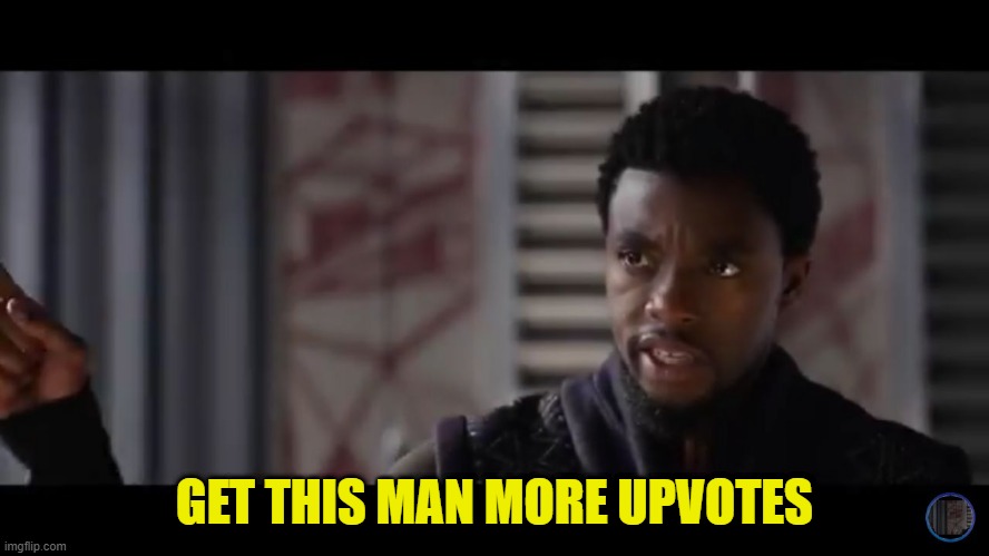 Black Panther - Get this man a shield | GET THIS MAN MORE UPVOTES | image tagged in black panther - get this man a shield | made w/ Imgflip meme maker