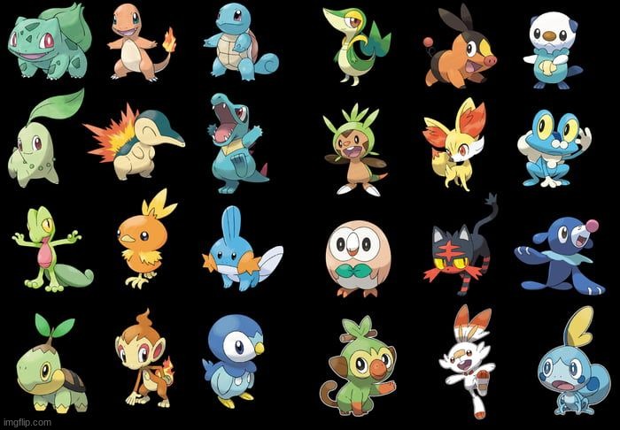 Who is your favorite starter? | image tagged in squirtle,charmander,mudkip,braixen,rowlet,litten | made w/ Imgflip meme maker