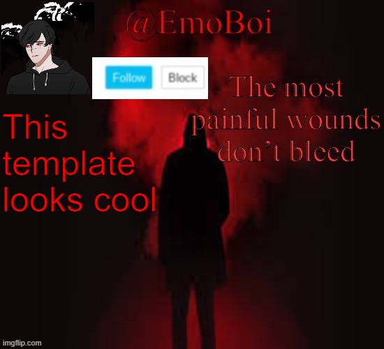 Emo announcement 2.0 | This template looks cool | image tagged in emo announcement 2 0 | made w/ Imgflip meme maker