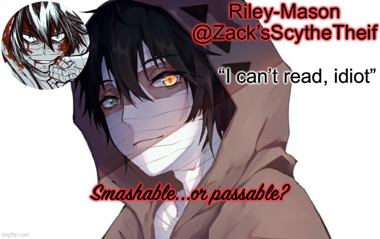 Zack temp 3 | Smashable...or passable? | image tagged in zack temp 3 | made w/ Imgflip meme maker