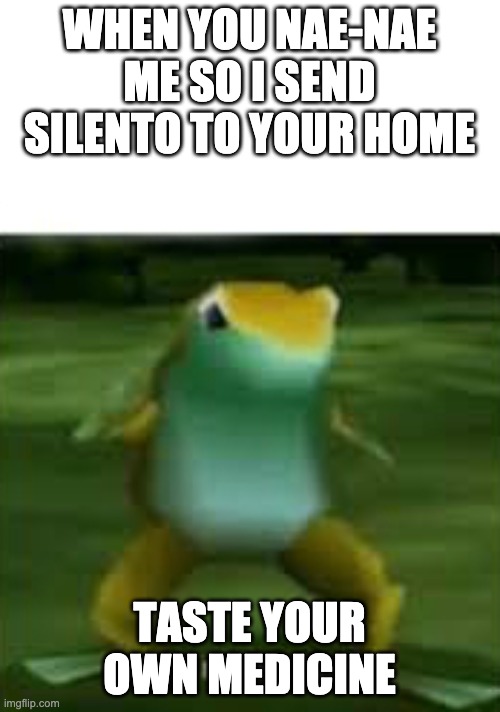 Get nae nae'd | WHEN YOU NAE-NAE ME SO I SEND SILENTO TO YOUR HOME TASTE YOUR OWN MEDICINE | image tagged in get nae nae'd | made w/ Imgflip meme maker