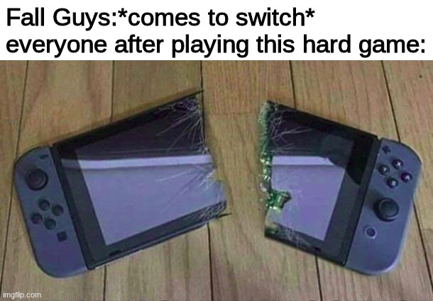 welp, this isn't gonna end well | Fall Guys:*comes to switch*
everyone after playing this hard game: | image tagged in fall guys,nintendo switch,nintendo,memes | made w/ Imgflip meme maker