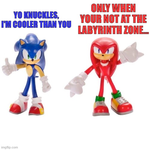 Sonic and Knux | ONLY WHEN YOUR NOT AT THE LABYRINTH ZONE... YO KNUCKLES, I'M COOLER THAN YOU | made w/ Imgflip meme maker