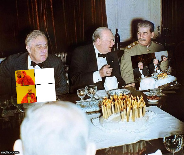 A new era | image tagged in drake,stalin,churchill,franklin d roosevelt | made w/ Imgflip meme maker
