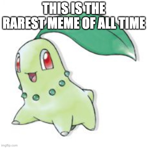 Chikorita | THIS IS THE RAREST MEME OF ALL TIME | image tagged in chikorita | made w/ Imgflip meme maker