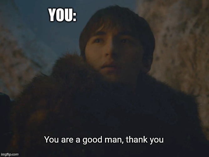 You are a good man, thank you | YOU: | image tagged in you are a good man thank you | made w/ Imgflip meme maker