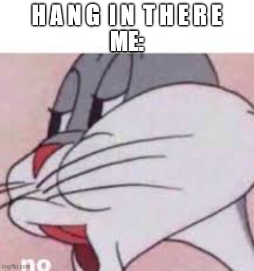 no bugs bunny | H A N G  I N  T H E R E
ME: | image tagged in no bugs bunny | made w/ Imgflip meme maker