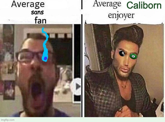 Average *BLANK* Fan VS Average *BLANK* Enjoyer | Caliborn; sans | image tagged in average blank fan vs average blank enjoyer | made w/ Imgflip meme maker