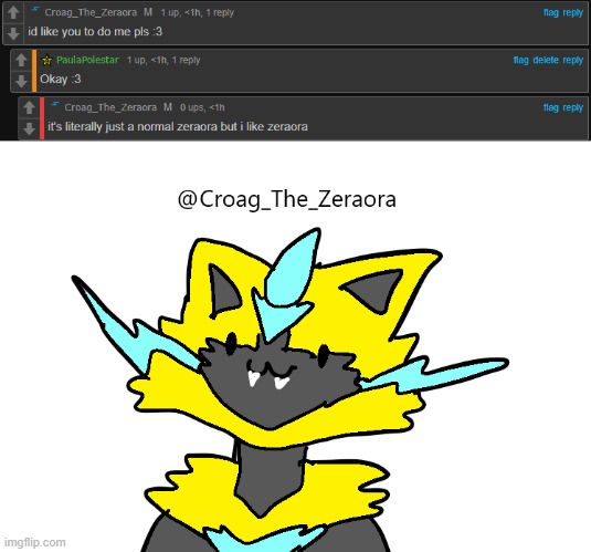 zeraora | image tagged in drawings | made w/ Imgflip meme maker