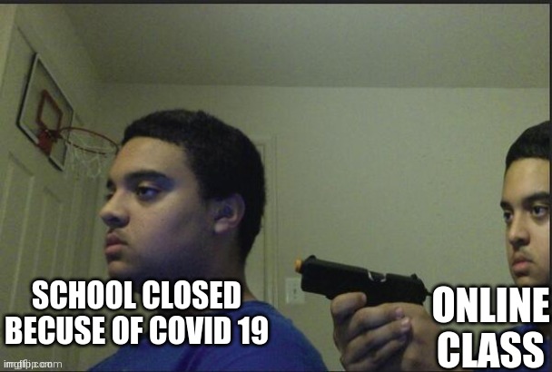 yes so true | ONLINE CLASS; SCHOOL CLOSED BECUSE OF COVID 19 | image tagged in online school,sucks | made w/ Imgflip meme maker