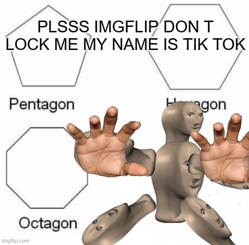 Pentagon Hexagon Octagon | PLSSS IMGFLIP DON T LOCK ME MY NAME IS TIK TOK | image tagged in memes,pentagon hexagon octagon | made w/ Imgflip meme maker