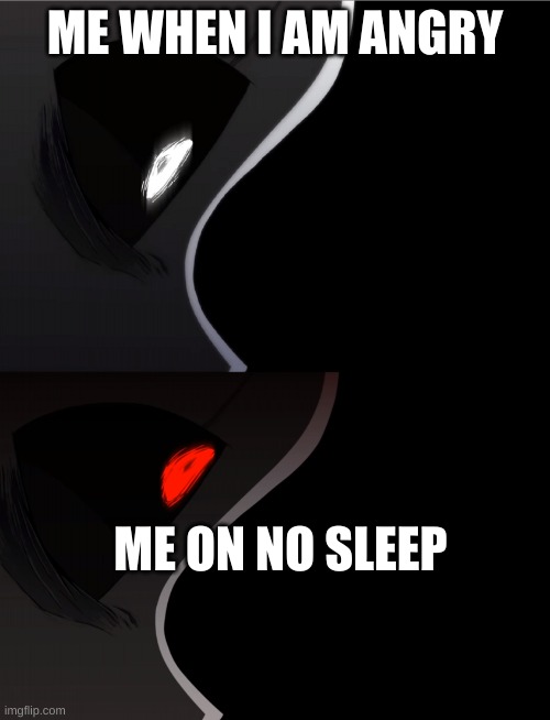 GlitchtaleGasterpissed | ME WHEN I AM ANGRY; ME ON NO SLEEP | image tagged in glitchtalegasterpissed | made w/ Imgflip meme maker