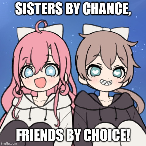 :3 Luv u to death sis! | SISTERS BY CHANCE, FRIENDS BY CHOICE! | made w/ Imgflip meme maker