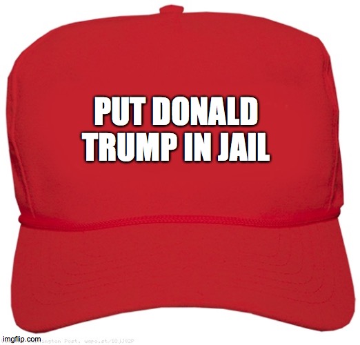 That will Make America Great Again! | PUT DONALD TRUMP IN JAIL | image tagged in blank red maga hat,memes,make america great again,donald trump,jail | made w/ Imgflip meme maker