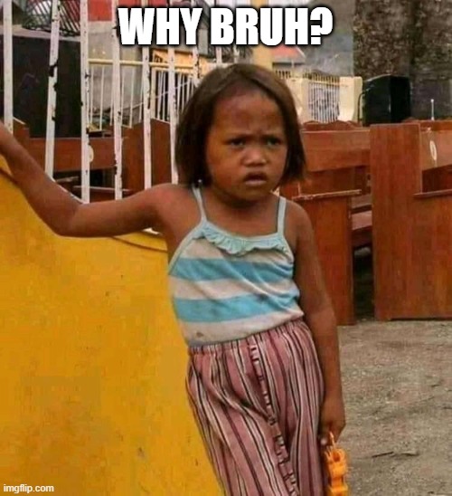 Confuse kid | WHY BRUH? | image tagged in confuse kid | made w/ Imgflip meme maker