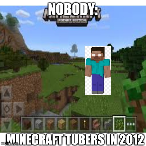 Minecraft tubers... | NOBODY:; MINECRAFT TUBERS IN 2012 | image tagged in minecraft,herobrine | made w/ Imgflip meme maker