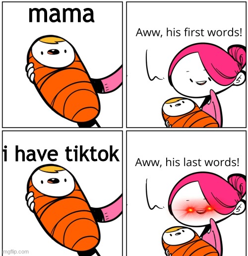 Aww, His Last Words | mama; i have tiktok | image tagged in aww his last words | made w/ Imgflip meme maker