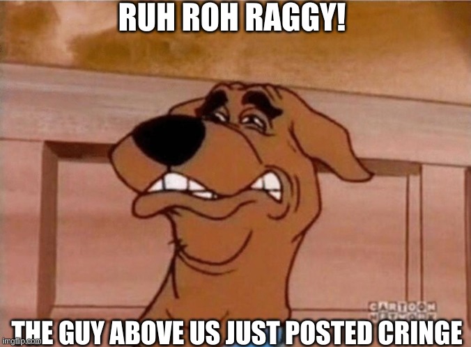 Don't post Cringe | RUH ROH RAGGY! THE GUY ABOVE US JUST POSTED CRINGE | image tagged in scooby cringe | made w/ Imgflip meme maker
