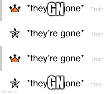 You know the drill | GN; GN | image tagged in they re gone | made w/ Imgflip meme maker