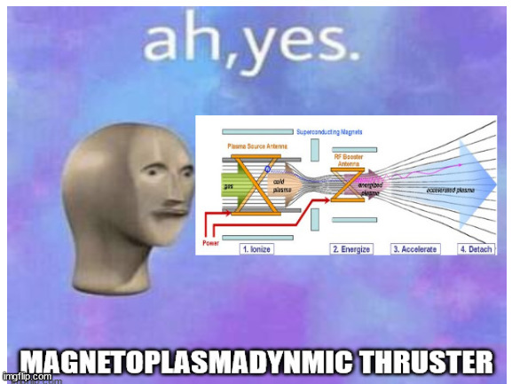 Mpgnetoplasmadynamic Thruster | image tagged in ah yes | made w/ Imgflip meme maker