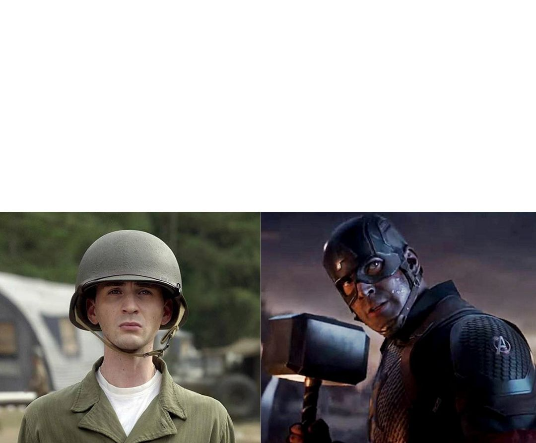 Captain America before and after Blank Meme Template