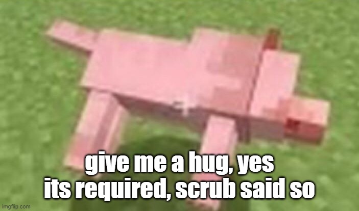 dont be mean </3 | give me a hug, yes its required, scrub said so | image tagged in minecraft dog dying | made w/ Imgflip meme maker