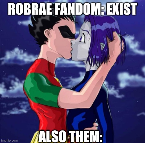 Robin Raven | ROBRAE FANDOM: EXIST; ALSO THEM: | image tagged in robin raven | made w/ Imgflip meme maker