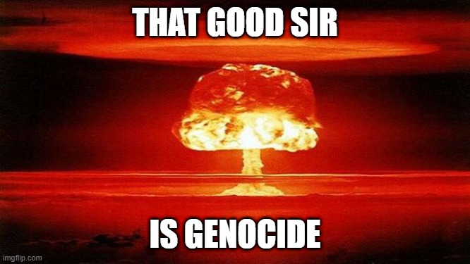 Atomic Bomb | THAT GOOD SIR IS GENOCIDE | image tagged in atomic bomb | made w/ Imgflip meme maker