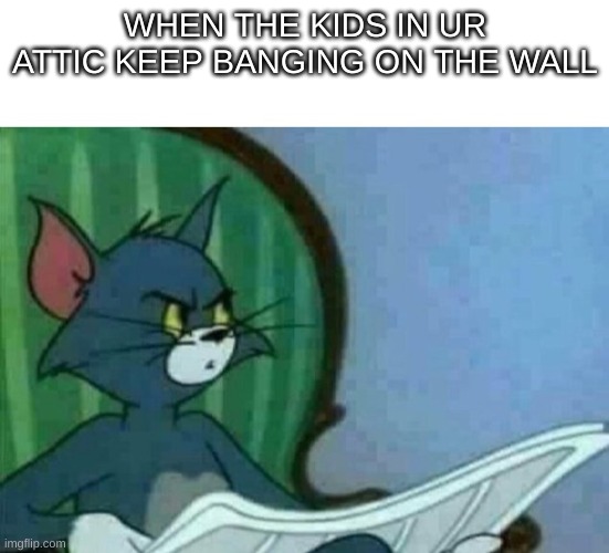 this is so relatable right? | WHEN THE KIDS IN UR ATTIC KEEP BANGING ON THE WALL | image tagged in tom and jerry | made w/ Imgflip meme maker