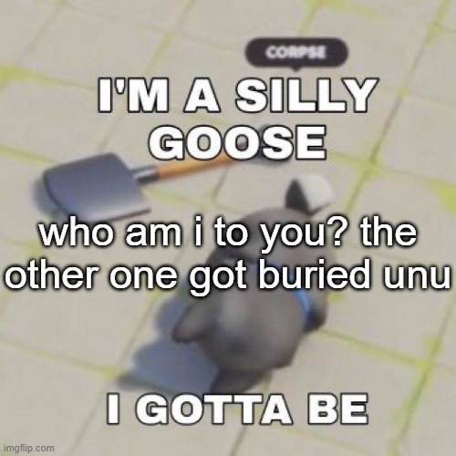 silly goose | who am i to you? the other one got buried unu | image tagged in silly goose | made w/ Imgflip meme maker