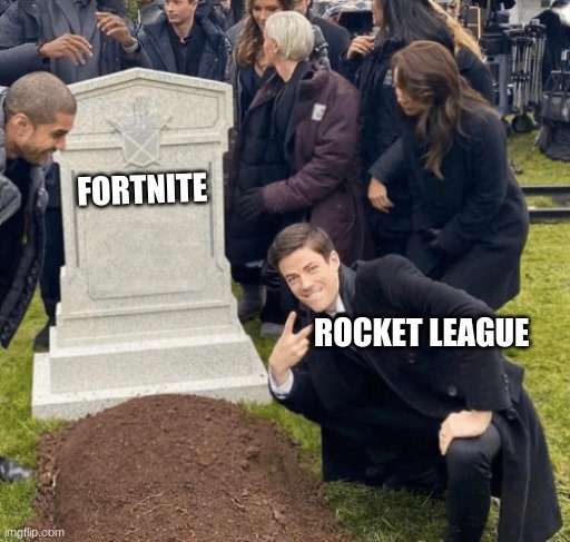 Grant Gustin over grave | FORTNITE; ROCKET LEAGUE | image tagged in grant gustin over grave | made w/ Imgflip meme maker